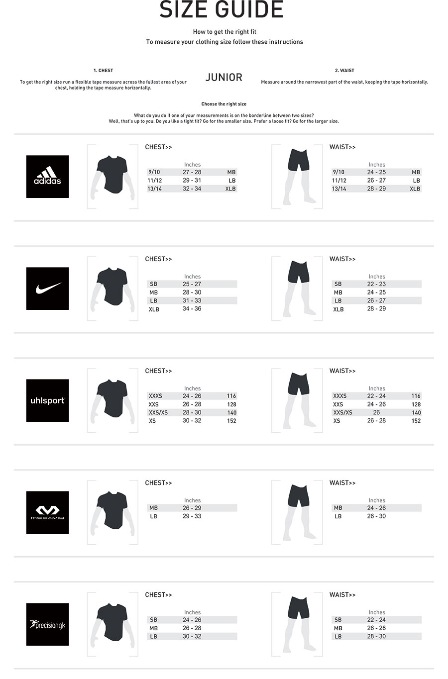 adidas junior size chart