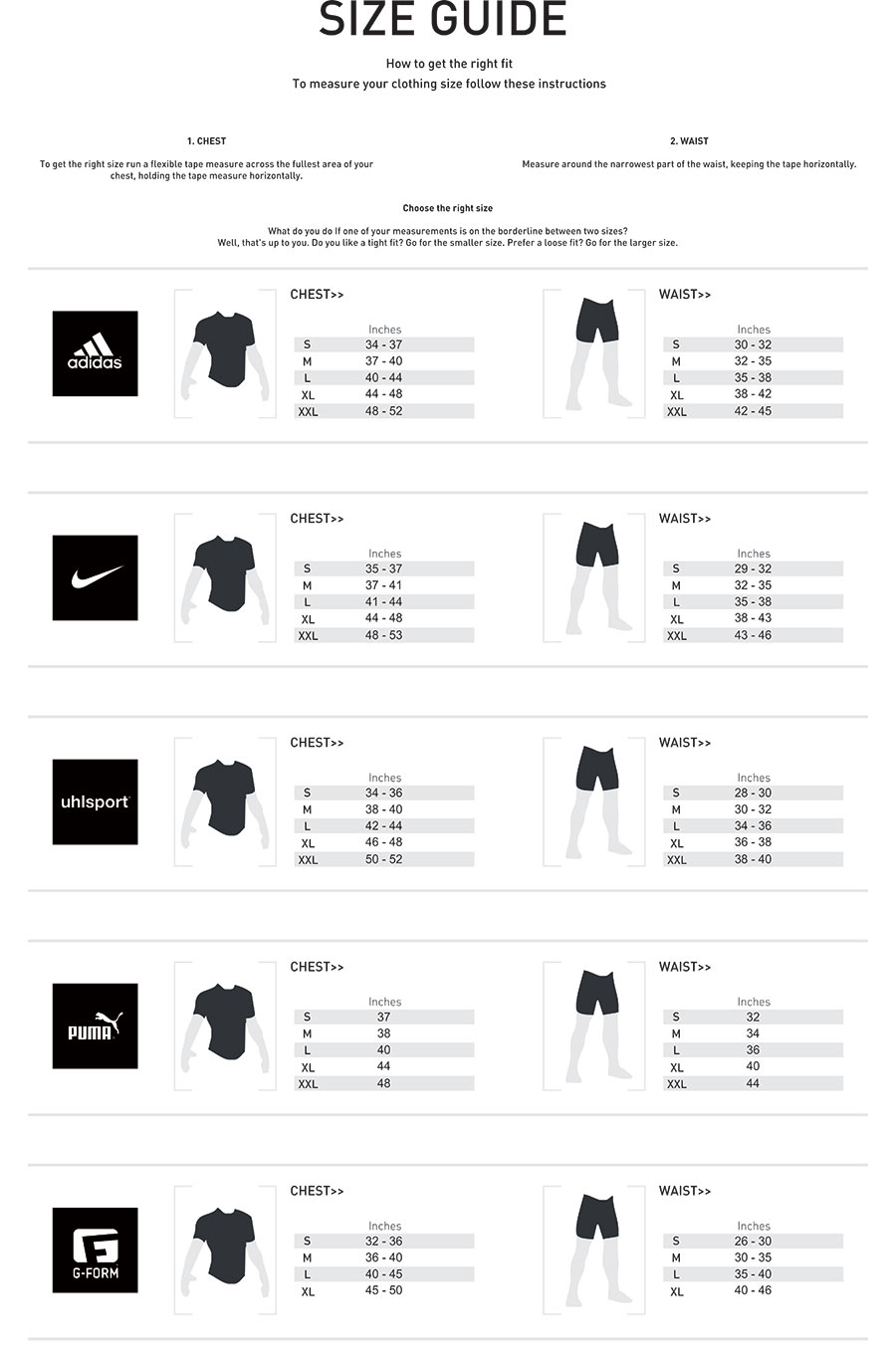 adidas goalie glove size chart