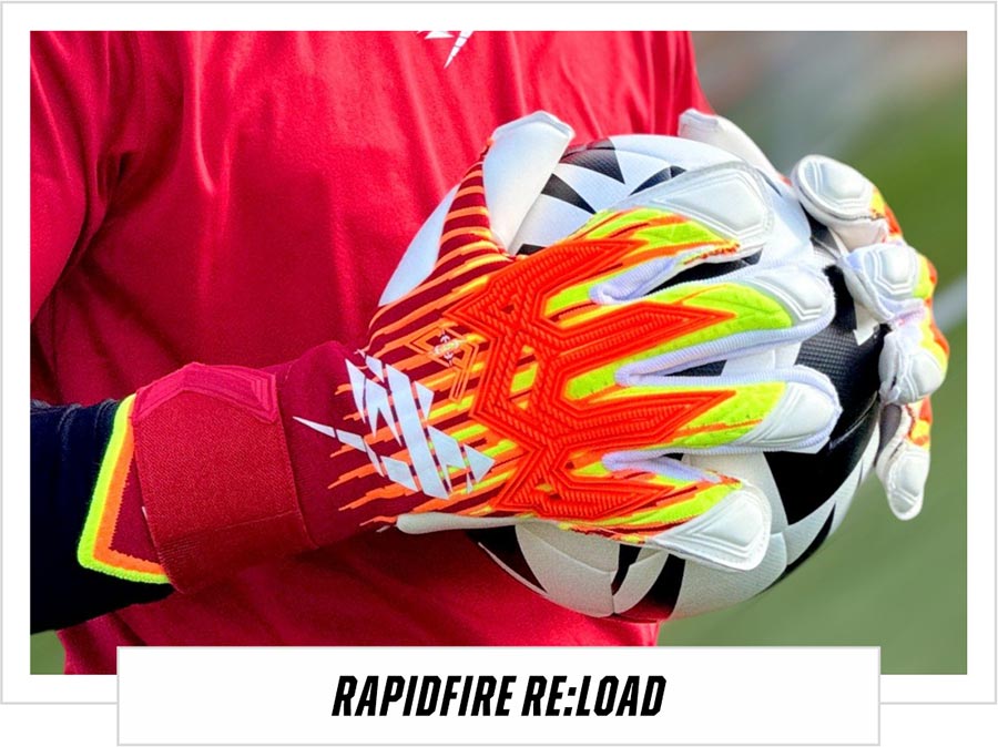 Kaliaaer RapidFire RE:LOAD Fire Red Goalkeeper Gloves 2025 Jack Butland