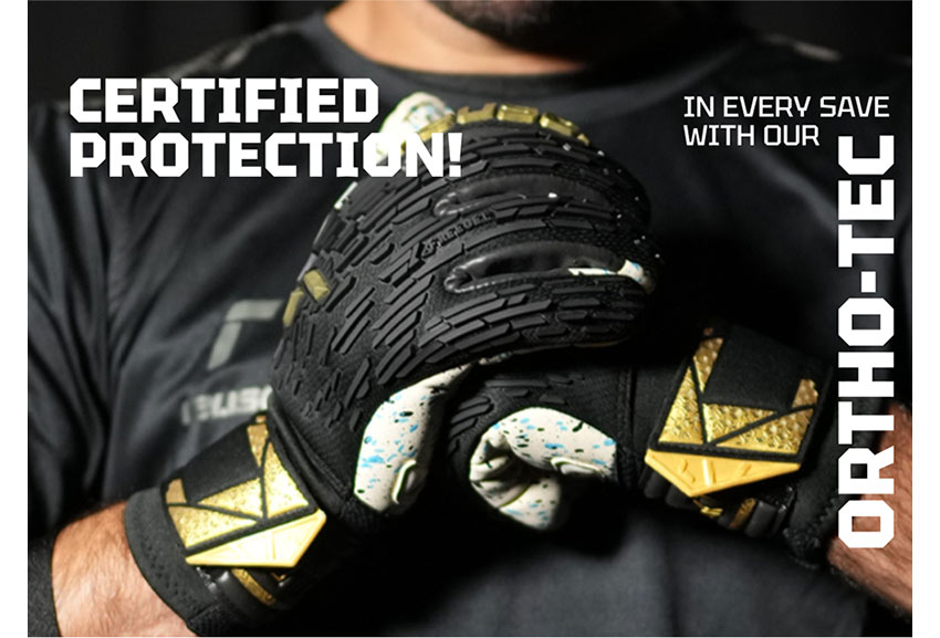 Reusch Ortho Tec finger support goalkeeper gloves with spines
