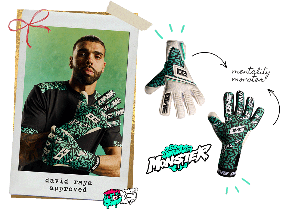 ONE Mentality Monster Pack OG1 David Raya Monster Mint Brain Goalkeeper Gloves