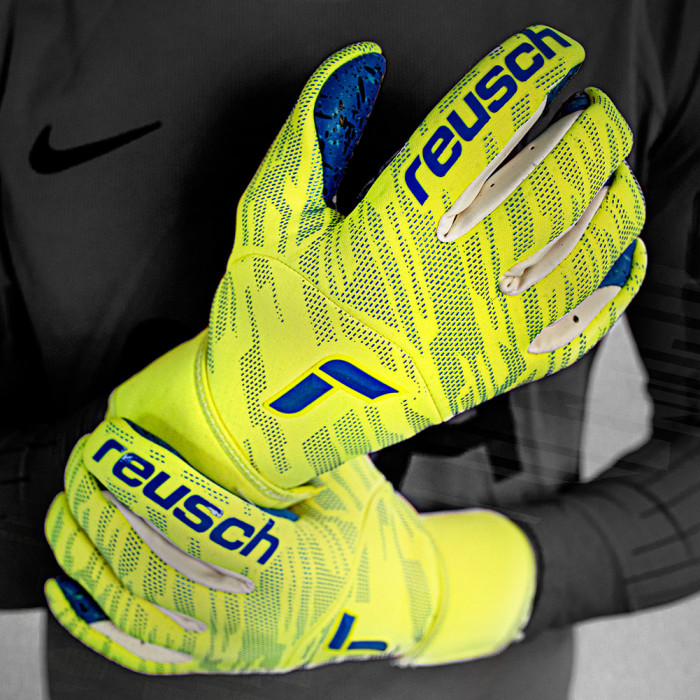 Reusch Pure Contact Fusion Goalkeeper Gloves Safety Yellow/Deep Blue