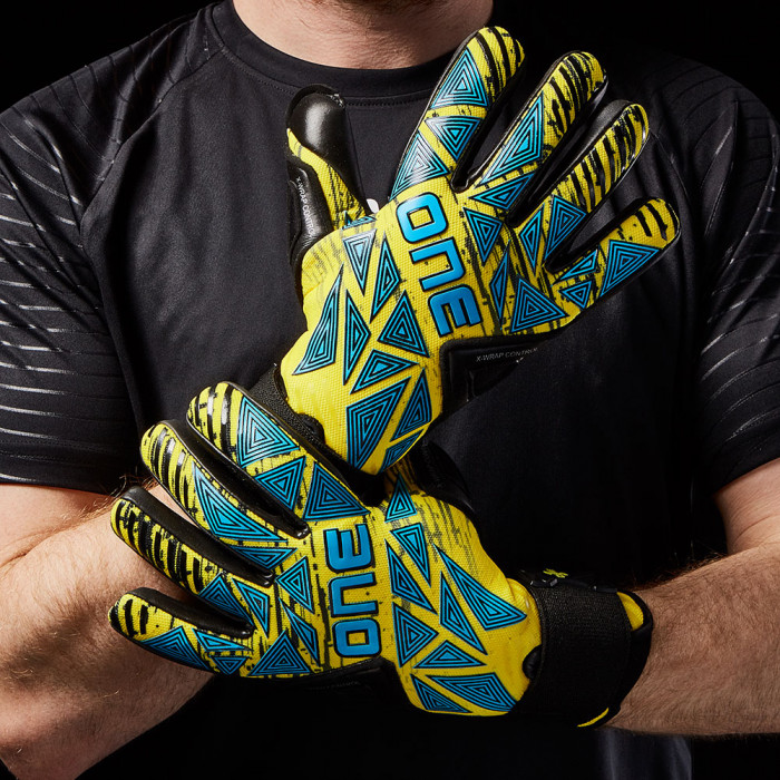 ONE GEO 3.0 Cyber Goalkeeper Gloves Yellow/Sky/Black