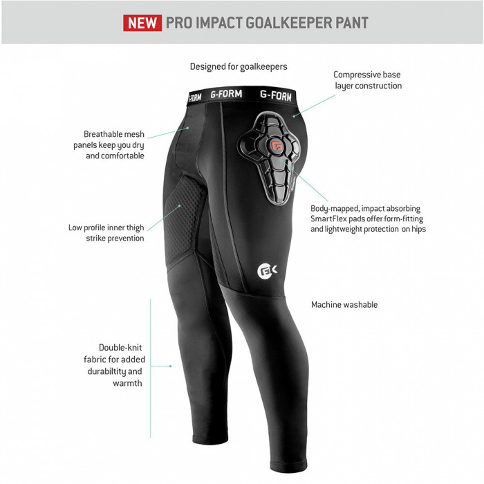 G-FORM Goalkeeper Pro Impact Pants Black