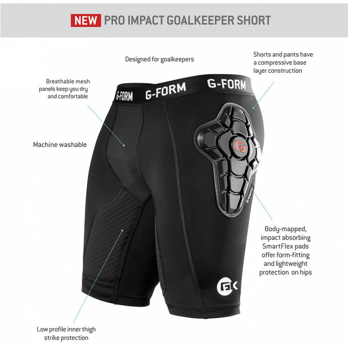G-FORM Goalkeeper Pro Impact Shorts Black