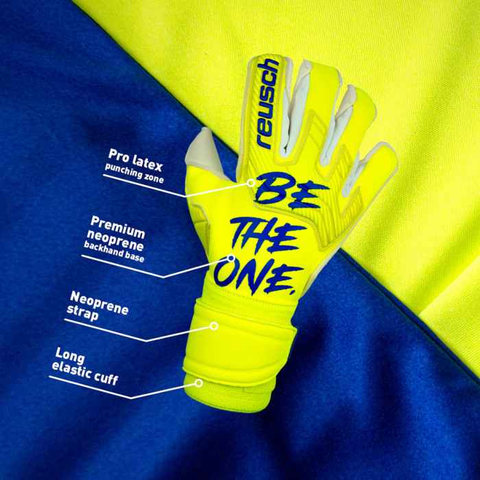Reusch Attrakt Gold X Alpha Goalkeeper Gloves safety yellow/Deep Blue