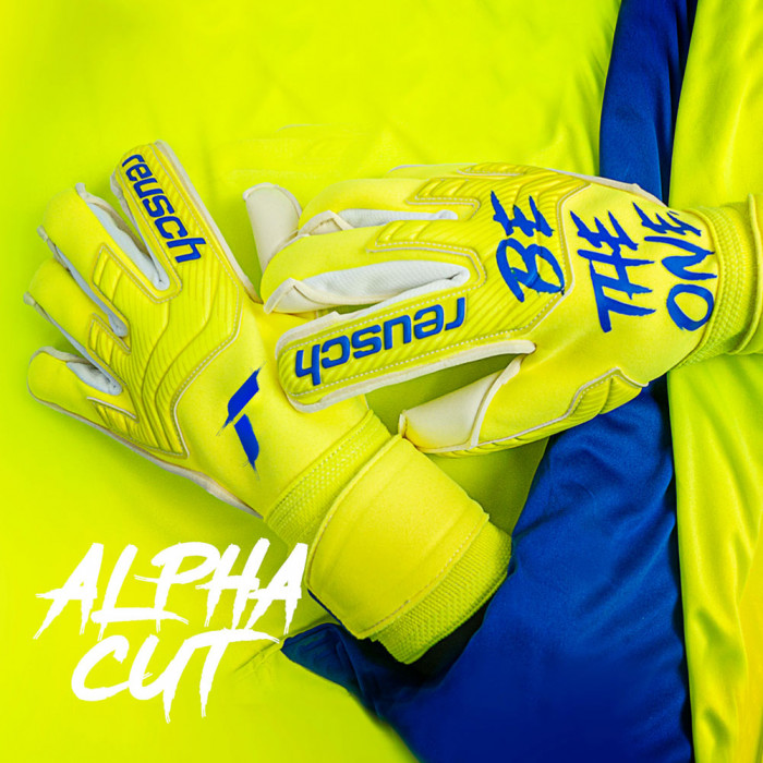 Reusch Attrakt Gold X Alpha Goalkeeper Gloves safety yellow/Deep Blue