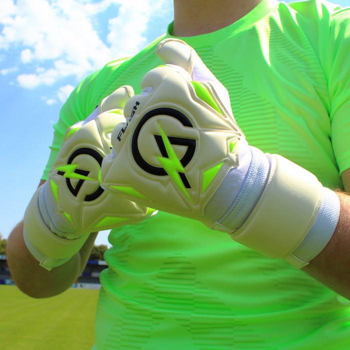 Keeper iD goalPROOF Flash Negative Junior Goalkeeper Gloves White/Volt