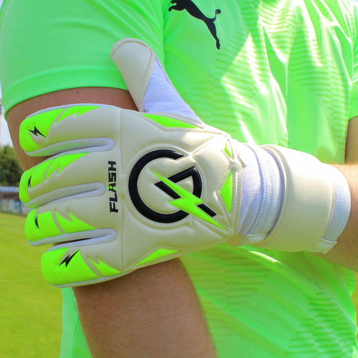 Keeper iD goalPROOF Flash Negative Junior Goalkeeper Gloves White/Volt