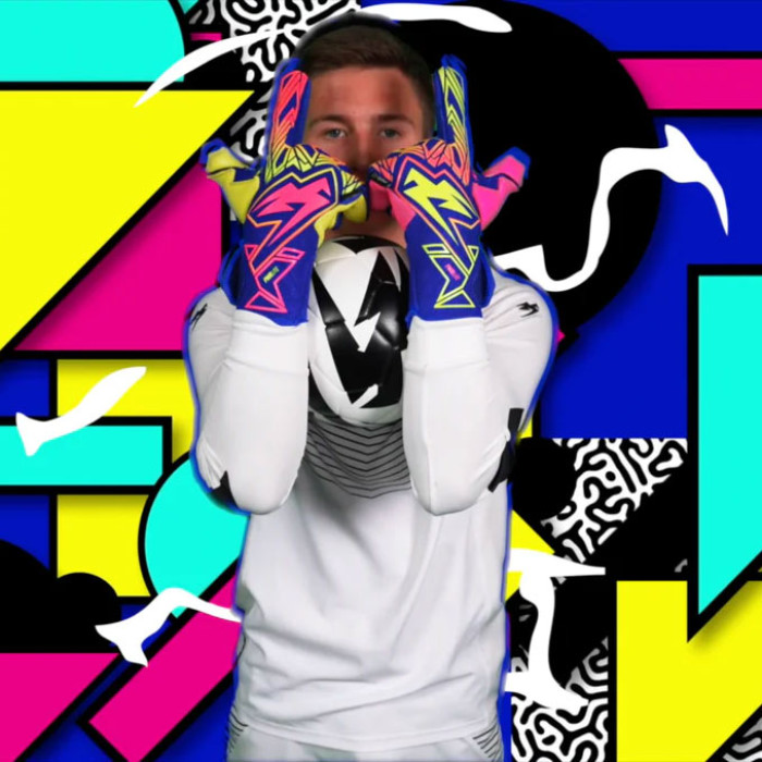 Kaliaaer PWRLITE FaderBlaze Kaos V1 Goalkeeper Gloves Pink/Yellow/Blue