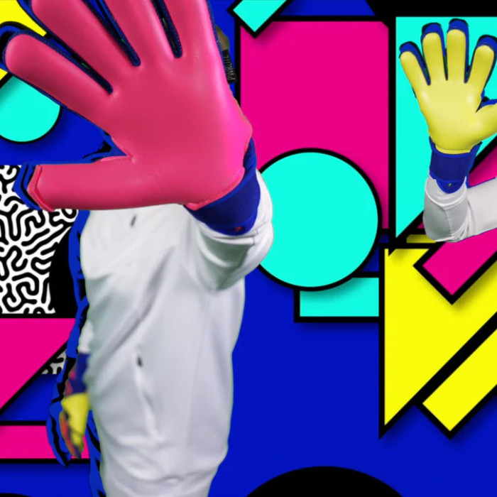 Kaliaaer PWRLITE FaderBlaze Kaos V1 Goalkeeper Gloves Pink/Yellow/Blue