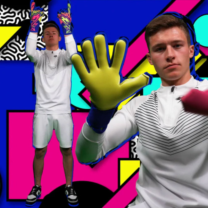 Kaliaaer PWRLITE FaderBlaze Kaos V1 Goalkeeper Gloves Pink/Yellow/Blue