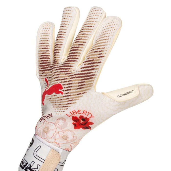 PUMA x LIBERTY ULTRA Grip 1 Hybrid Goalkeeper Gloves Puma White/Sun Ki