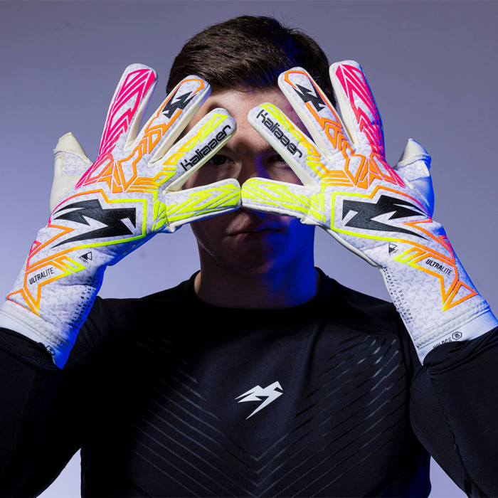 Kaliaaer ULTRA Lite Veloz X Negative Goalkeeper Gloves Pink/Neo/Flame 