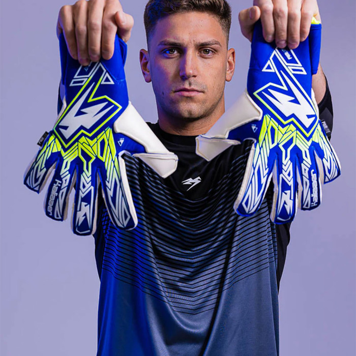 Kaliaaer PWRLITE FaderBlaze Azure Sekure Goalkeeper Gloves Azure Blue/