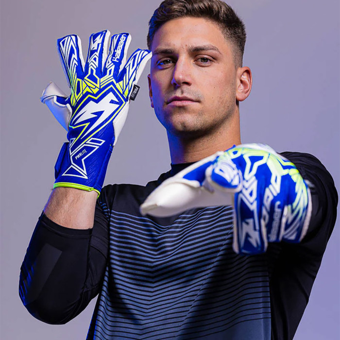 Kaliaaer PWRLITE FaderBlaze Azure Sekure Goalkeeper Gloves Azure Blue/