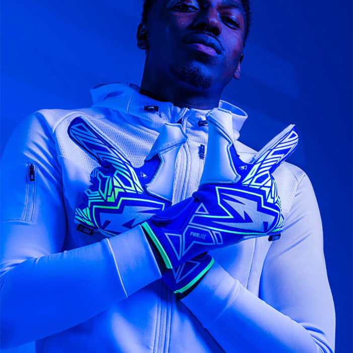  Kaliaaer PWRLITE FaderBlaze Azure Sekure Junior Goalkeeper Gloves Azu