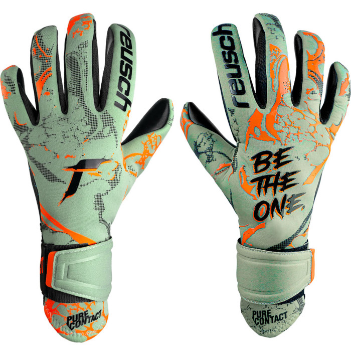 Reusch Pure Contact Gold Goalkeeper Gloves shark green/shock Orange