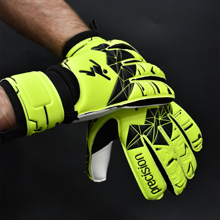 Precision Fusion X Flat Cut Essential Goalkeeper Gloves Fluo Yellow