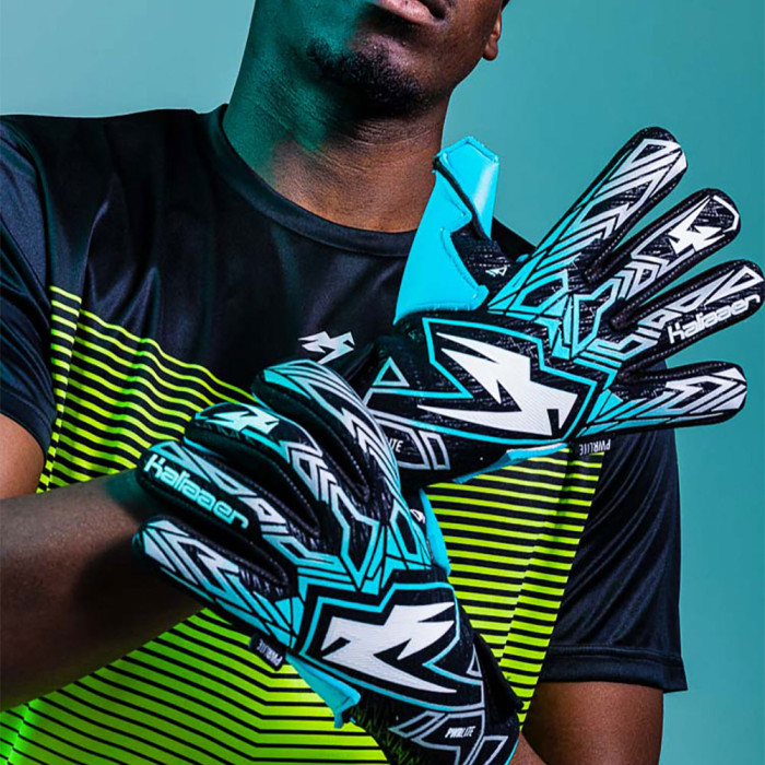 Kaliaaer PWRLITE FaderBlaze Ignite Junior Goalkeeper Gloves Azure Blue