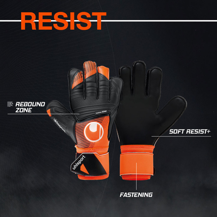  101131801J Uhlsport Soft Resist Junior Goalkeeper Gloves Fluo Orange 