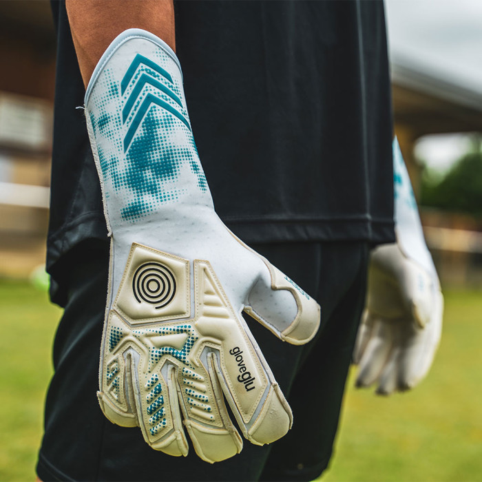 Gloveglu s:PIRIT gloveglu original Junior Goalkeeper Gloves white/cyan