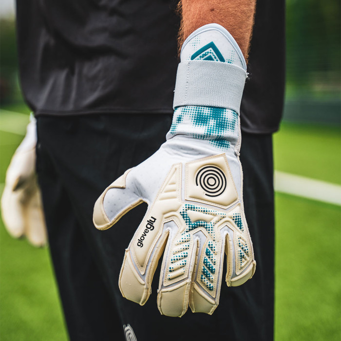 Gloveglu s:PIRIT gloveglu original Junior Goalkeeper Gloves white/cyan