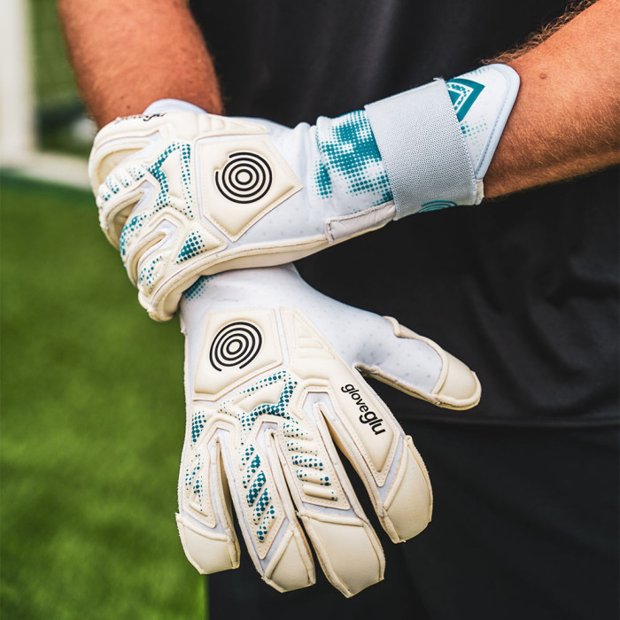 Gloveglu s:PIRIT gloveglu original Junior Goalkeeper Gloves white/cyan