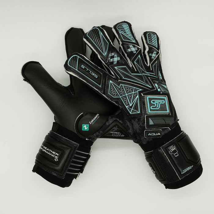 SELLS Total Contact Aqua Dusk Junior Goalkeeper Gloves Black/Blue