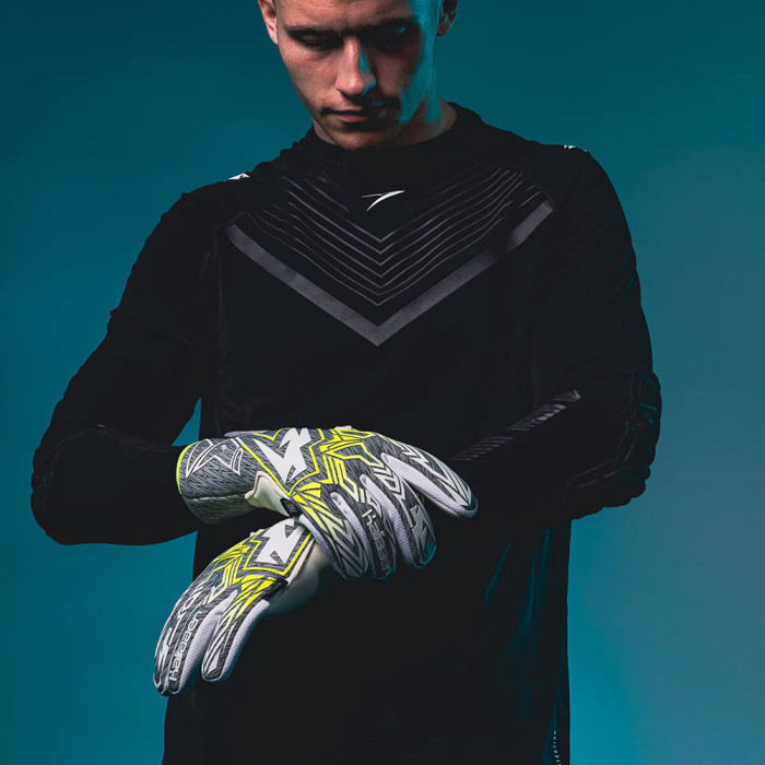 Kaliaaer TriLITE Negative Taped Junior Goalkeeper Gloves Grey / Neo Ye