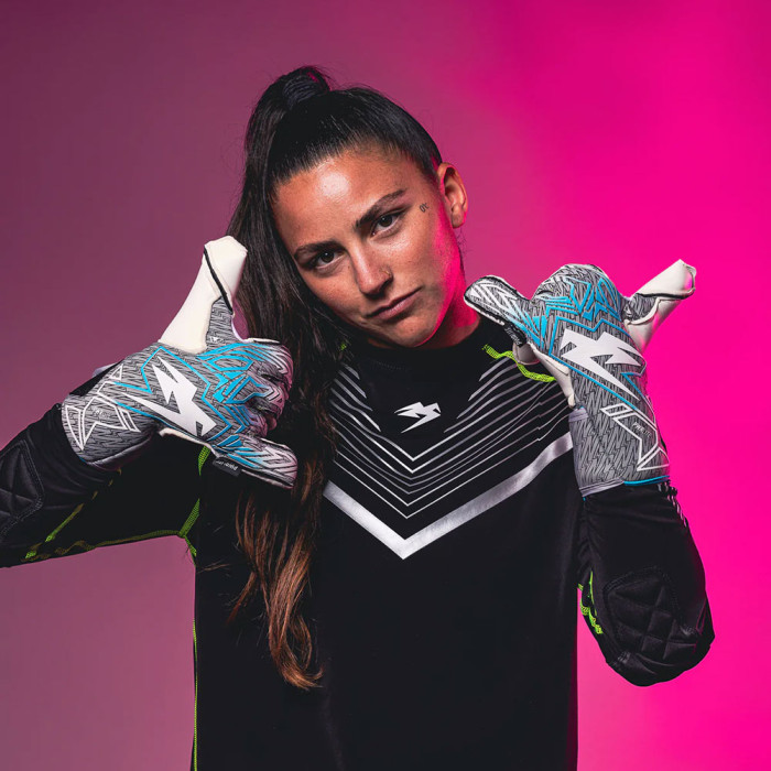 Kaliaaer TriLITE Sekure Junior Goalkeeper Gloves Grey/Cyan Blue