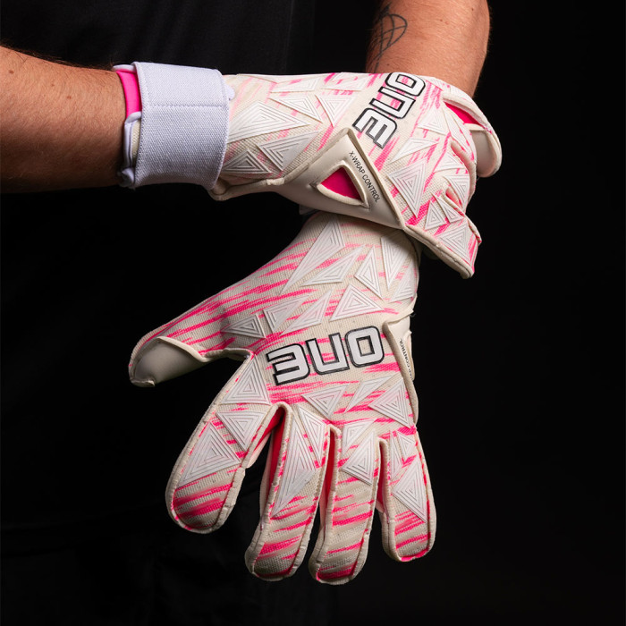 ONE GEO 3.0 Amped Junior Goalkeeper Gloves White/Pink