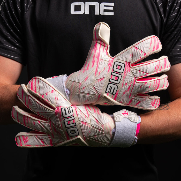 ONE GEO 3.0 Amped Junior Goalkeeper Gloves White/Pink
