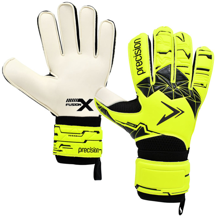 Precision Fusion X Flat Cut Essential Goalkeeper Gloves Fluo Yellow