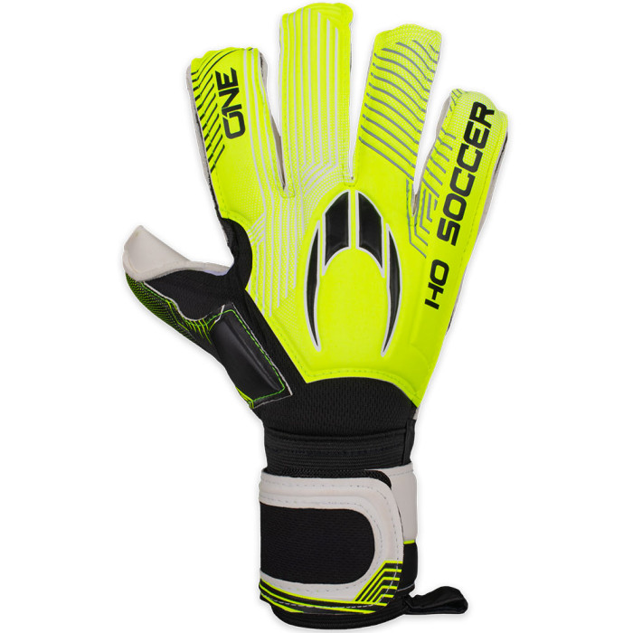 520310 HO Soccer One Hybrid Roll/Negative Goalkeeper Gloves white/lime