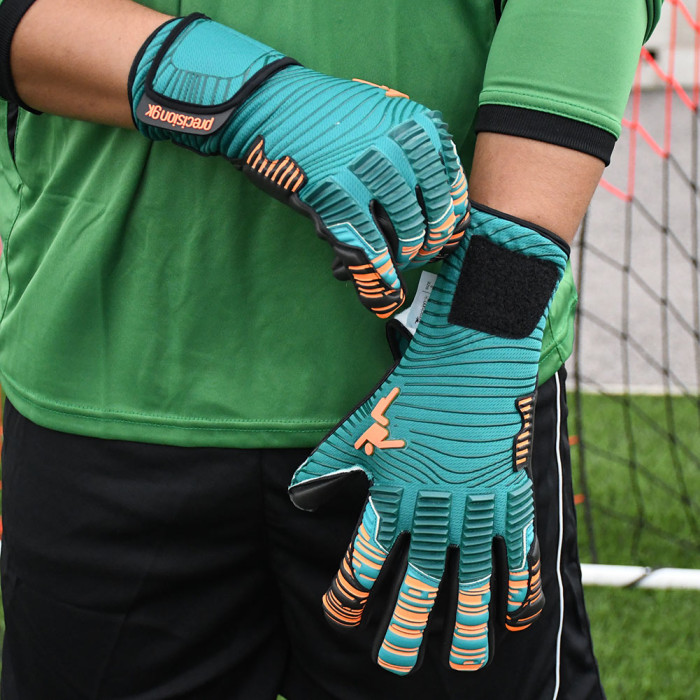 Precision GK Elite 2.0 Contact Junior Gloves Teal/Fluo Orange