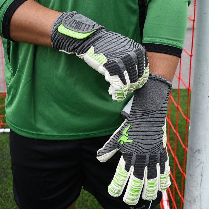 Precision GK Elite 2.0 Quartz Junior Gloves Grey/Slime Green