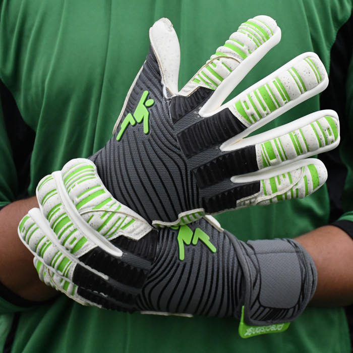 Precision GK Elite 2.0 Quartz Junior Gloves Grey/Slime Green