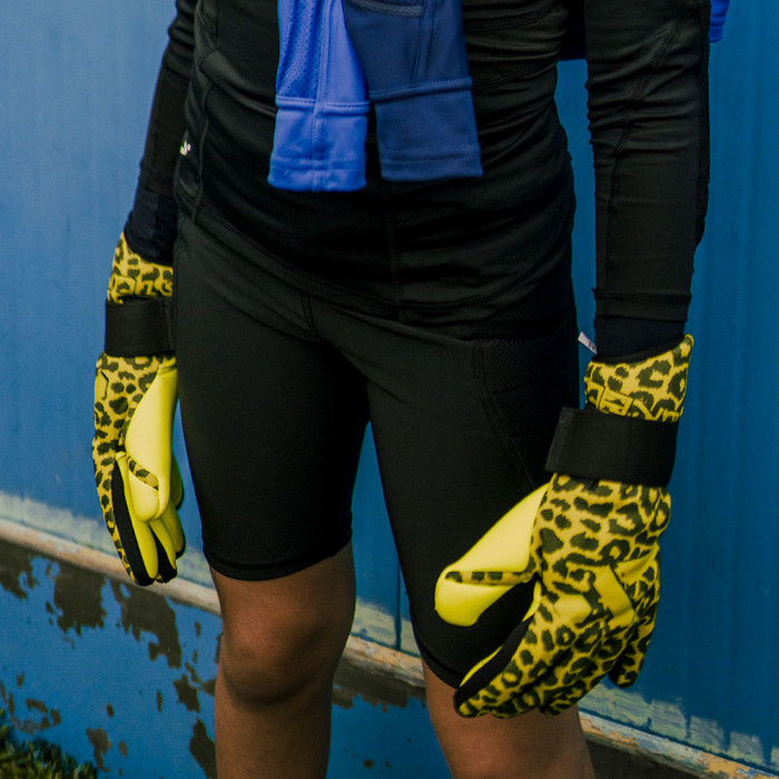 Storelli Challenger Yellow Leopard Junior Goalkeeper Gloves Yellow