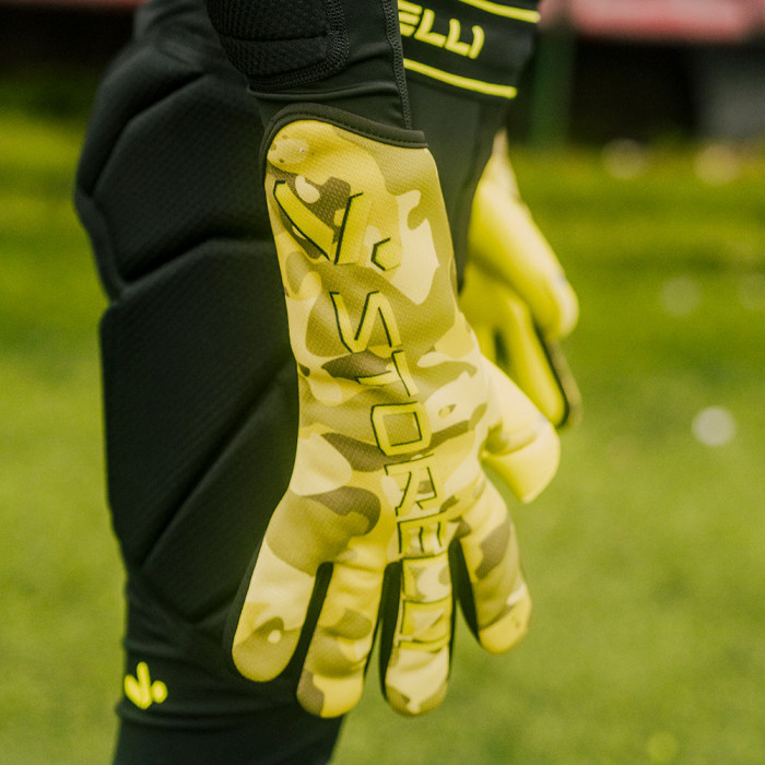 Storelli Challenger Yellow Camo Junior Goalkeeper Gloves Yellow