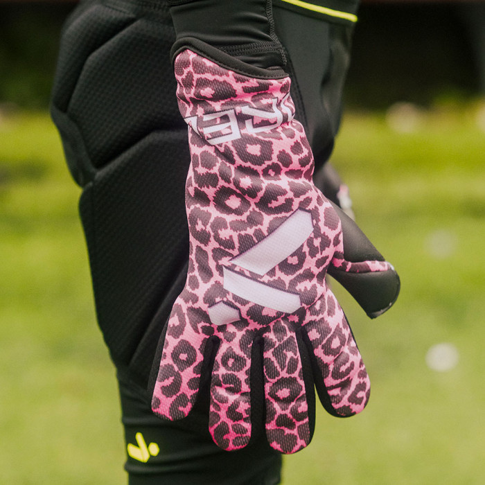 Storelli Challenger Pink Leopard Junior Goalkeeper Gloves Pink