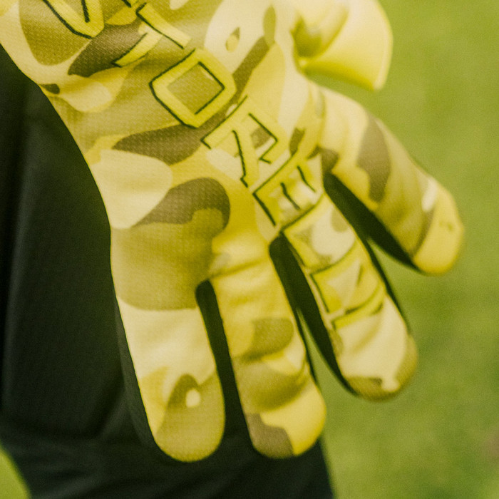 Storelli Challenger Yellow Camo Junior Goalkeeper Gloves Yellow