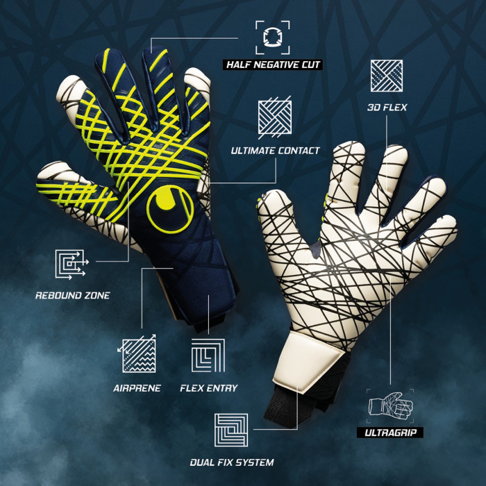 Uhlsport Prediction Ultragrip HN Goalkeeper Gloves navy/fluo yellow