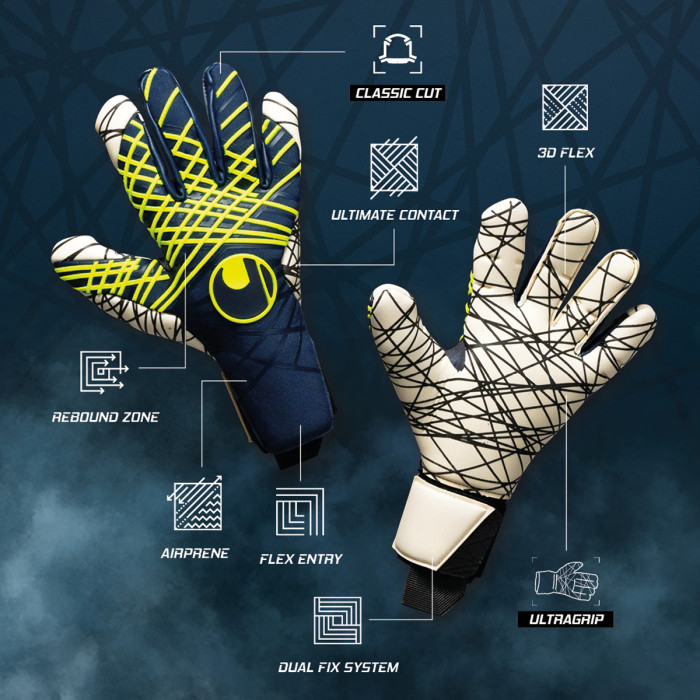 Uhlsport Prediction Ultragrip Goalkeeper Gloves navy/fluo yellow