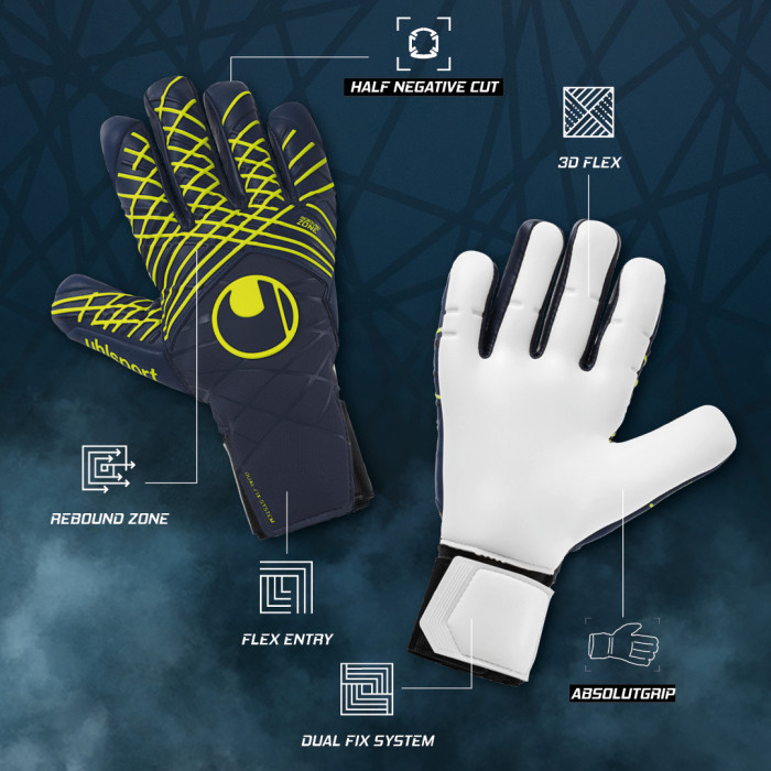 Uhlsport Prediction Absolutgrip HN Goalkeeper Gloves navy/fluo yellow