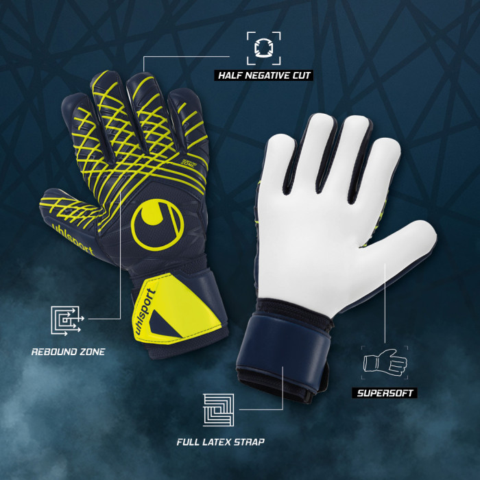 Uhlsport Prediction Supersoft HN Goalkeeper Gloves navy/fluo yellow