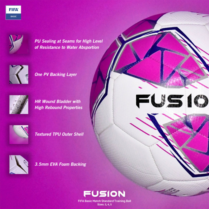 PRF264 Precision Fusion FIFA Basic Football White/Pink