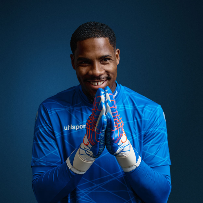 Uhlsport Prediction Ultragrip HN Maignan White/Royal/Fluo Red Gloves