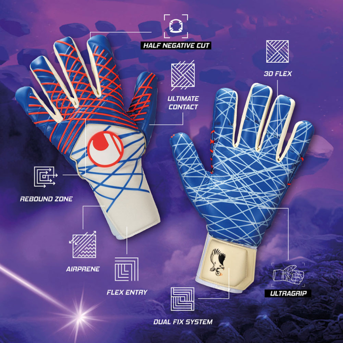 Uhlsport Prediction Ultragrip HN Maignan White/Royal/Fluo Red Gloves