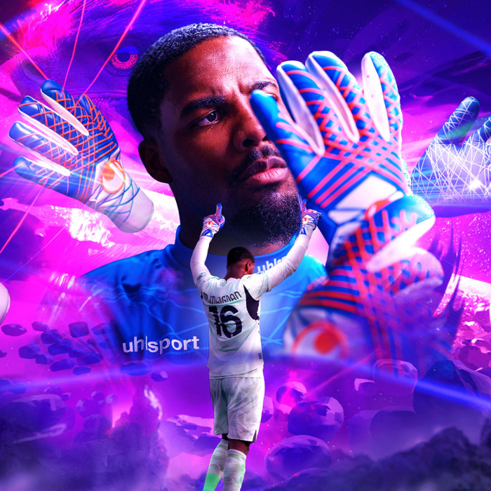 Uhlsport Prediction Ultragrip HN Maignan White/Royal/Fluo Red Gloves